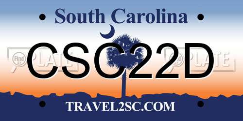 CSC22D South Carolina License Plate