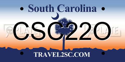 CSC22O South Carolina License Plate