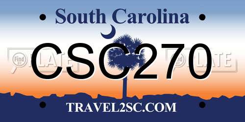 CSC270 South Carolina License Plate