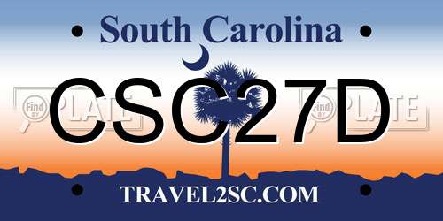 CSC27D South Carolina License Plate