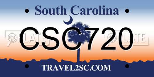 CSC720 South Carolina License Plate