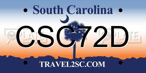 CSC72D South Carolina License Plate