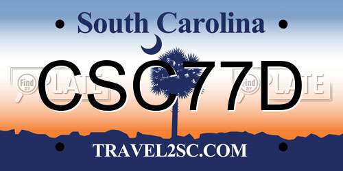 CSC77D South Carolina License Plate