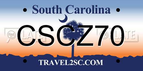 CSCZ70 South Carolina License Plate