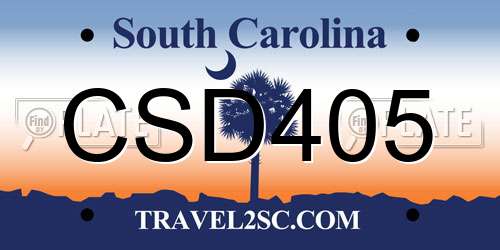 CSD405 South Carolina License Plate