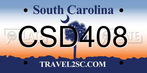 CSD408 South Carolina License Plate
