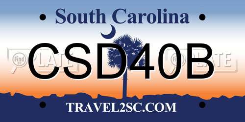 CSD40B South Carolina License Plate