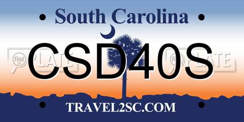 CSD40S South Carolina License Plate