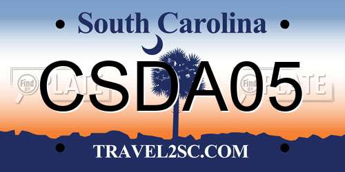 CSDA05 South Carolina License Plate