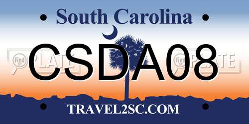 CSDA08 South Carolina License Plate