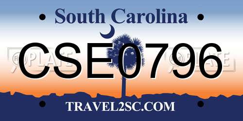 CSE0796 South Carolina License Plate