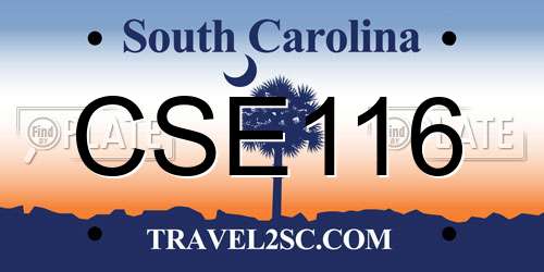 CSE116 South Carolina License Plate
