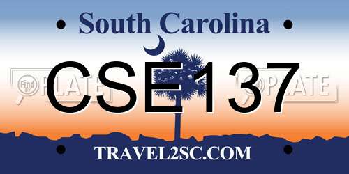 CSE137 South Carolina License Plate