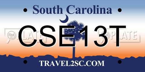 CSE13T South Carolina License Plate