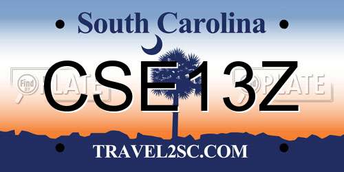 CSE13Z South Carolina License Plate