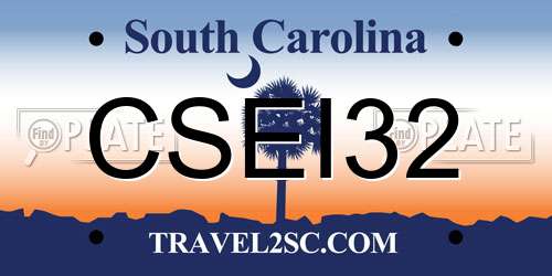 CSEI32 South Carolina License Plate
