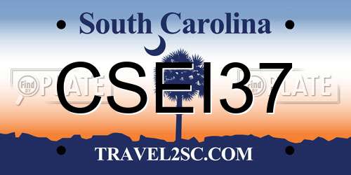 CSEI37 South Carolina License Plate