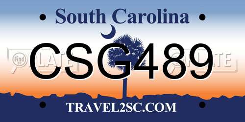 CSG489 South Carolina License Plate