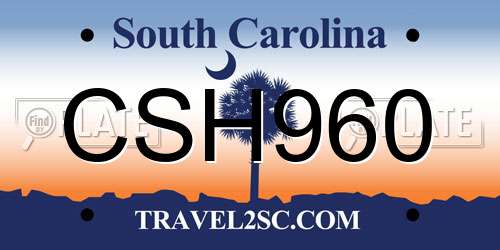 CSH960 South Carolina License Plate