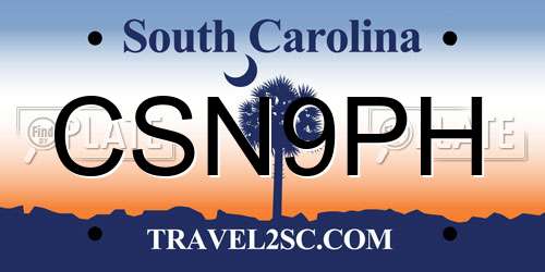 CSN9PH South Carolina License Plate