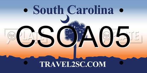 CSOA05 South Carolina License Plate