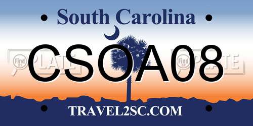 CSOA08 South Carolina License Plate