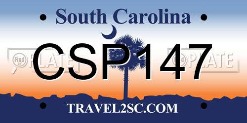 CSP147 South Carolina License Plate
