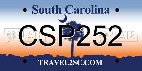 CSP252 South Carolina License Plate