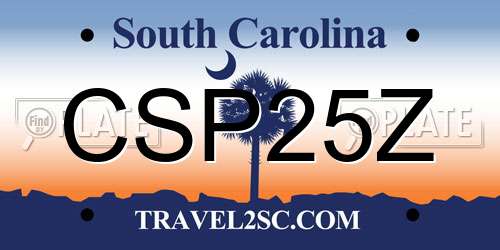 CSP25Z South Carolina License Plate