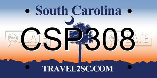 CSP308 South Carolina License Plate