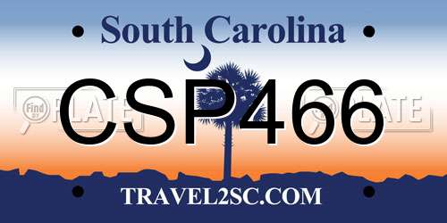 CSP466 South Carolina License Plate