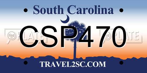 CSP470 South Carolina License Plate