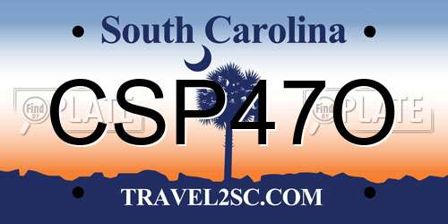 CSP47O South Carolina License Plate