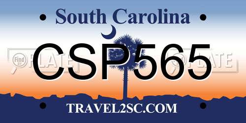 CSP565 South Carolina License Plate