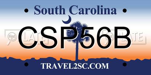 CSP56B South Carolina License Plate