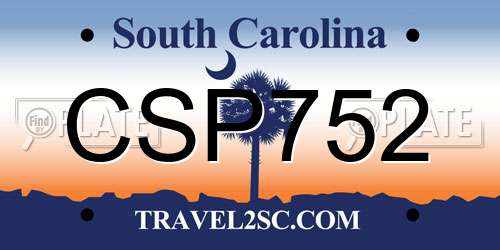CSP752 South Carolina License Plate