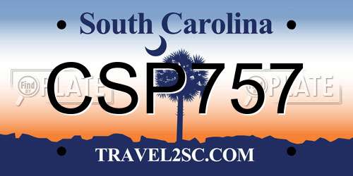 CSP757 South Carolina License Plate