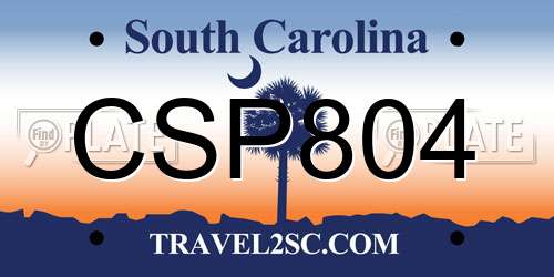 CSP804 South Carolina License Plate