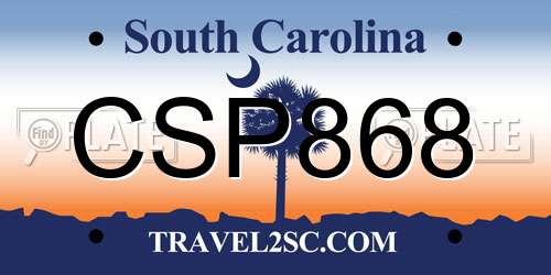 CSP868 South Carolina License Plate