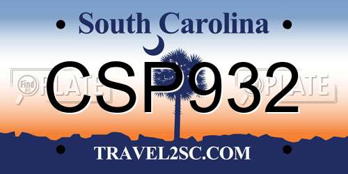 CSP932 South Carolina License Plate