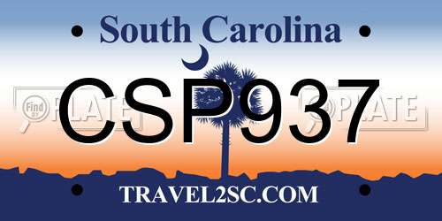CSP937 South Carolina License Plate