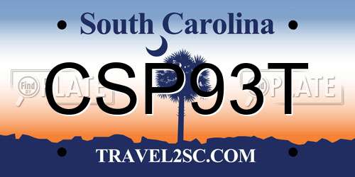 CSP93T South Carolina License Plate