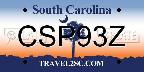CSP93Z South Carolina License Plate