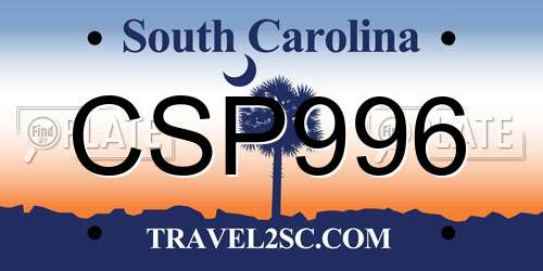 CSP996 South Carolina License Plate