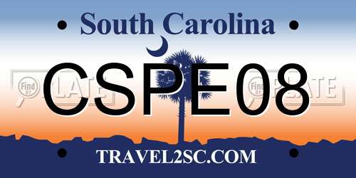 CSPE08 South Carolina License Plate