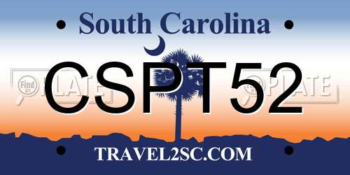 CSPT52 South Carolina License Plate