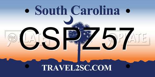 CSPZ57 South Carolina License Plate