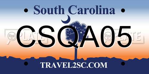 CSQA05 South Carolina License Plate
