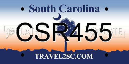CSR455 South Carolina License Plate
