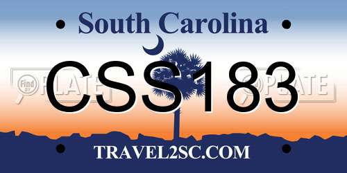 CSS183 South Carolina License Plate